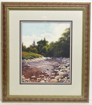 Lot 1076 - Richard Hobson - Sparkling Water and Stony Riverbed | watercolour