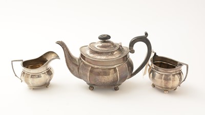 Lot 91 - An early 20th Century silver three piece tea set, by Northern Goldsmiths Co