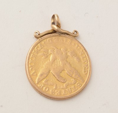 Lot 152 - A United States 19th Century gold dollar, 1880, with soldered pendant mount
