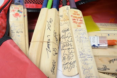 Lot 765 - A collection of signed cricket bats