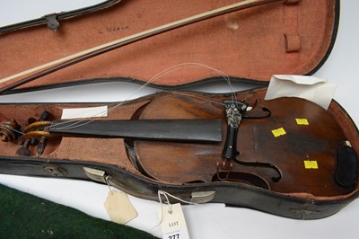 Lot 277 - A 19th century walnut violin; and a similar smaller violin