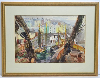Lot 619 - Thomas William Pattison - Brightly Coloured Harbour | watercolour