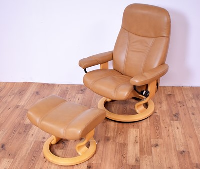 Lot 4 - A contemporary Scandinavian Ekornes Consul Stressless reclining armchair and matching ottoman