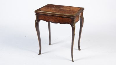 Lot 1434 - A Louis XV style marquetry and banded walnut card table