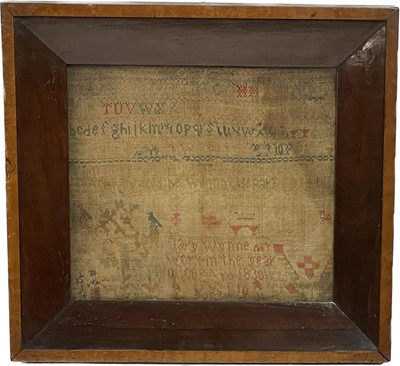 Lot 1191 - Georgian needlework samplers by Mary Wynne (1830) and Mary Thomas (1816)