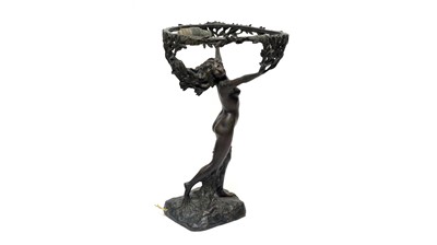 Lot 1291 - Art Nouveau bronze lamp base after Franz Adolph Sautner