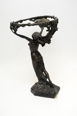 Lot 1291 - Art Nouveau bronze lamp base after Franz Adolph Sautner