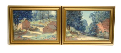 Lot 786 - Thomas Bowman Garvie - A pair of landscape views with dappled light | oil