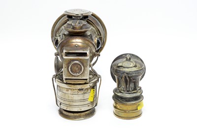 Lot 702 - A Motorcycle lamp, miner's lamp and other items.