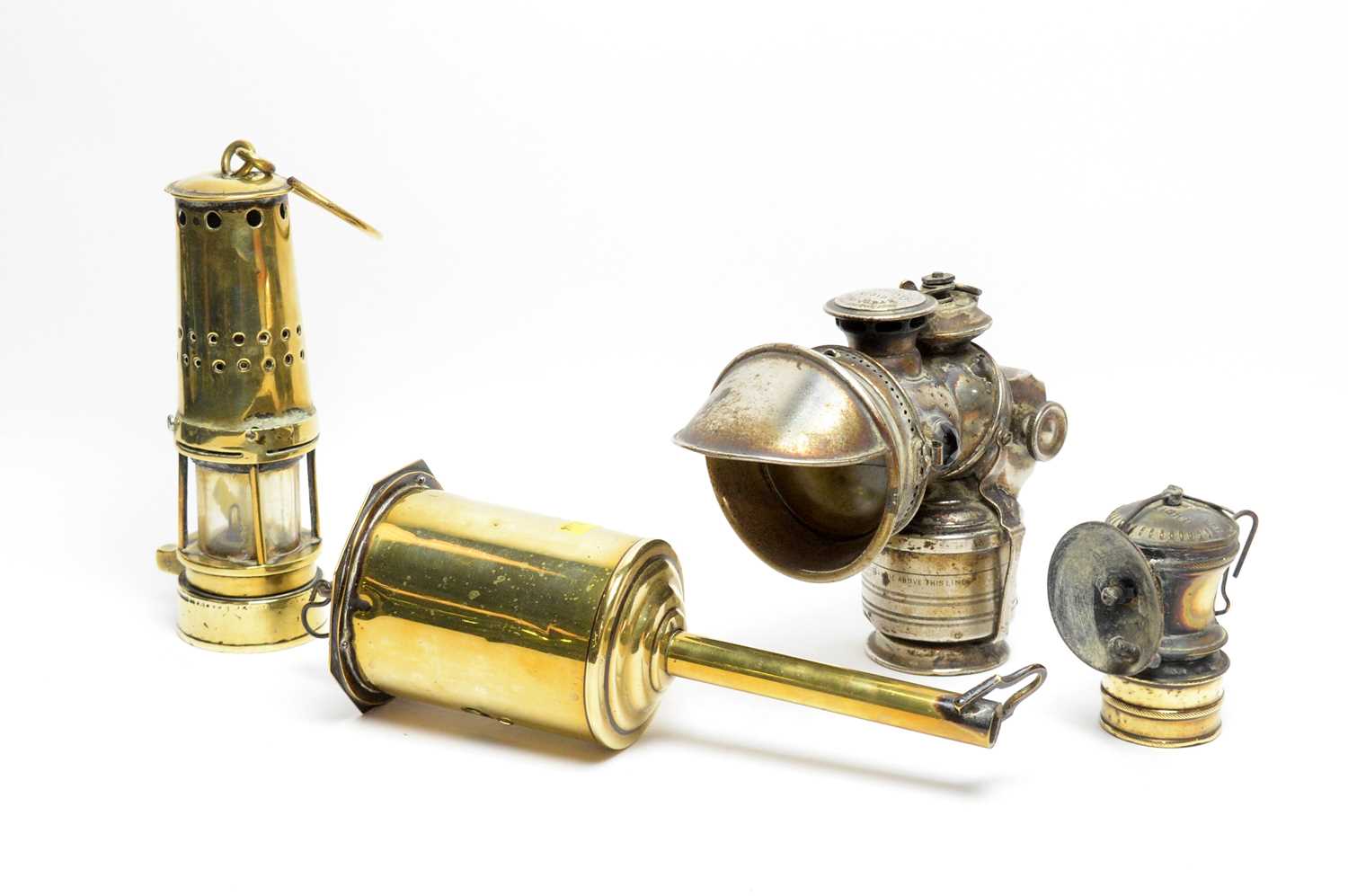 Lot 702 - A Motorcycle lamp, miner's lamp and other items.