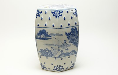 Lot 396 - A Chinese blue and white hexagonal stool
