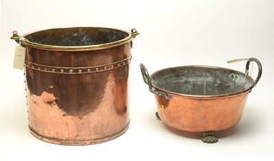 Lot 409 - A Victorian copper coal scuttle; and another