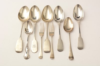 Lot 115 - Six Georgian and later silver table spoons and other items