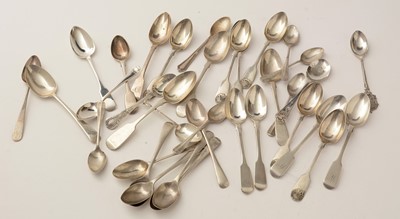 Lot 114 - A selection of 19th Century and other silver teaspoons