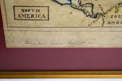 Lot 701 - Mary Ann Evans - 1851 pre-Civil War manuscript map of early America | pen and ink & watercolour