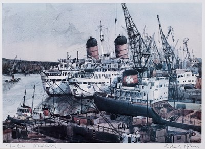 Lot 784 - Richard Hobson - Tyne Dry Dock North Shields | signed photolithographic print