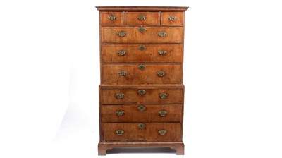 Lot 1416 - A George II walnut chest-on-chest