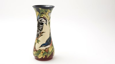 Lot 99 - Moorcroft Woodpecker design vase