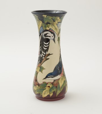 Lot 99 - Moorcroft Woodpecker design vase