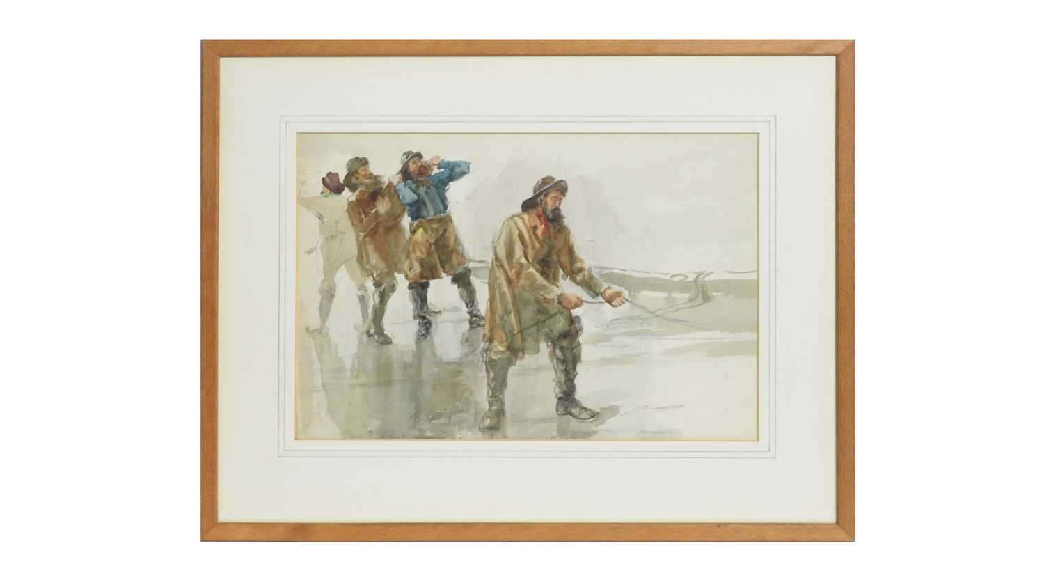 Lot 1051 - Circle of Robert Jobling - Fishermen Bringing in the Catch | watercolour