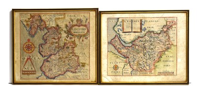Lot 704 - Christopher Saxton - Two 17th Century maps of Lancashire and Cheshire | hand-coloured engraving