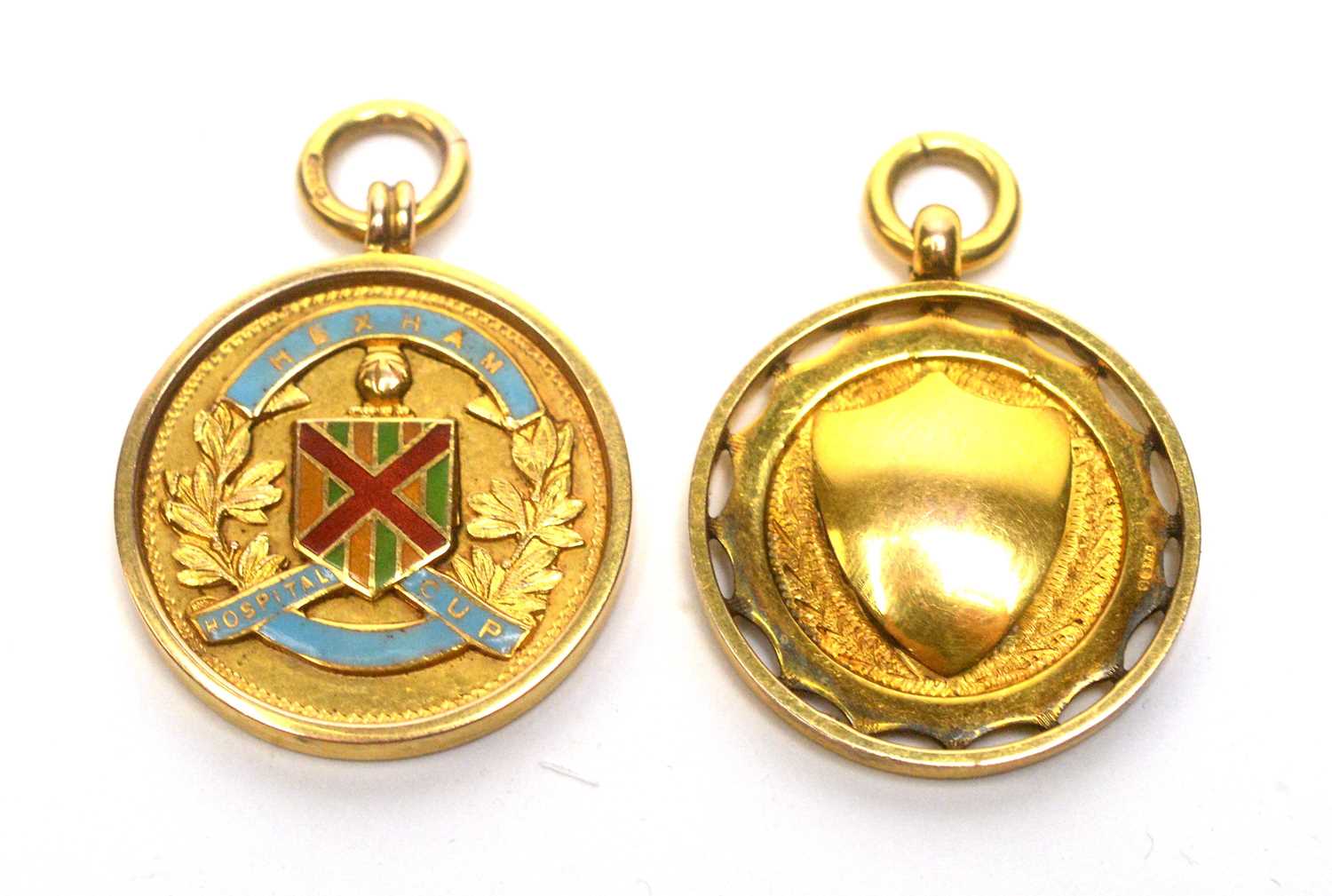 Lot 85 - Two early 20th Century gold fob medals