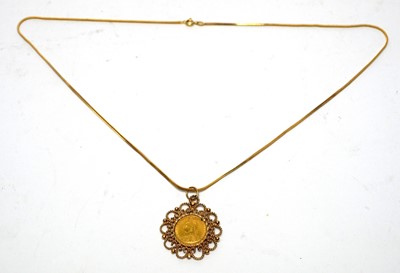 Lot 81 - A Victorian gold half sovereign in pendant mount