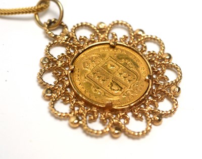 Lot 81 - A Victorian gold half sovereign in pendant mount