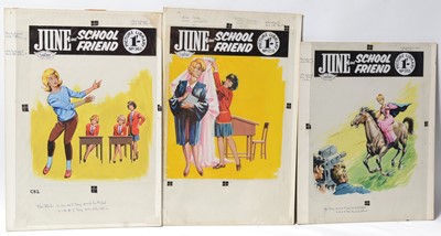 Lot 758 - Original Front Cover Artwork Fleetway Publications' girls comic "June and School Friend"