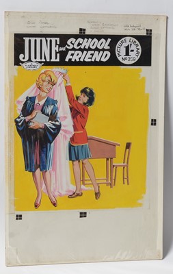 Lot 758 - Original Front Cover Artwork Fleetway Publications' girls comic "June and School Friend"
