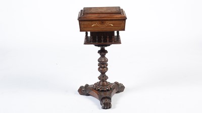 Lot 1425 - A mid-19th Century Anglo-Indian inlaid pedestal work table