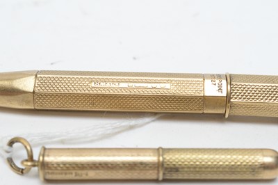 Lot 142 - A 9ct yellow gold pencil by Sampson Mordan & Co; and another
