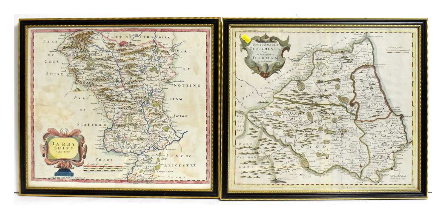 Lot 710 - Robert Morden - Maps of Durham and Derbyshire | hand-coloured engravings