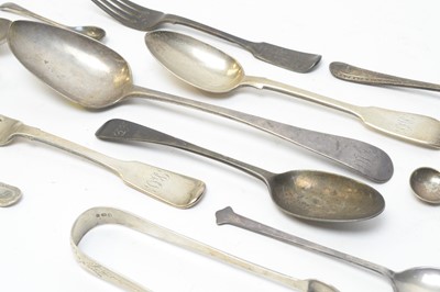 Lot 128 - A selection of Georgian and later silver cutlery