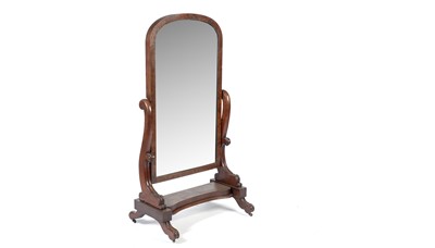 Lot 52 - A Victorian mahogany cheval mirror