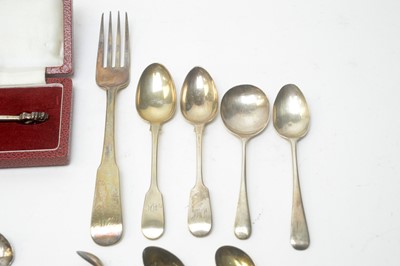 Lot 125 - A selection of Georgian and later silver cutlery