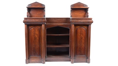 Lot 1455 - An unusual Victorian mahogany drop centre side cabinet/bookcase