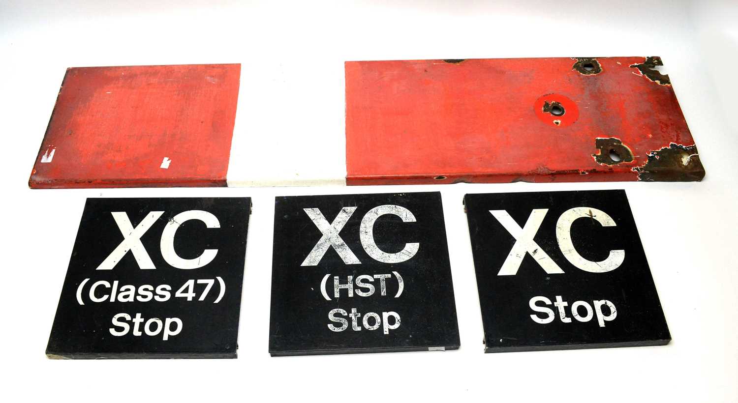 Lot 782 - A British Rail swivel signal, and three stop signs