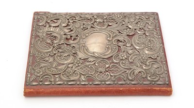 Lot 183 - An Edwardian silver-mounted leather blotter