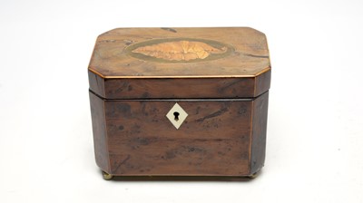 Lot 1274 - A George III yew wood tea caddy