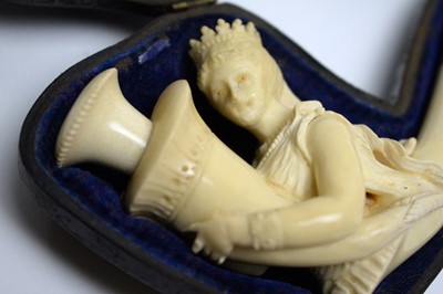 Lot 704 - A 19th Century unused carved meerschaum pipe