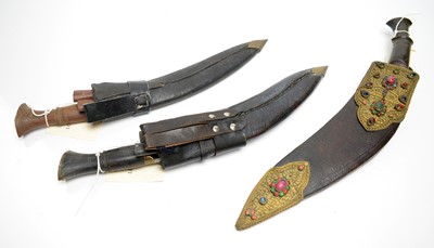 Lot 1005 - Three 20th Century Indo-Persian Kukri knives