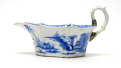 Lot 884 - Bow blue and white sauceboat
