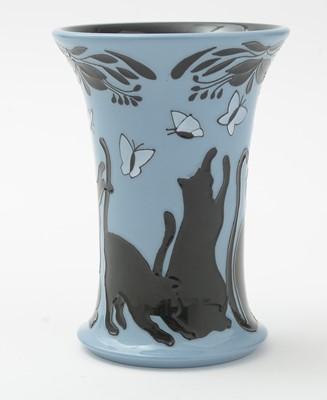 Lot 106 - Moorcroft cat and butterfly vase