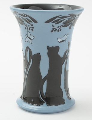 Lot 106 - Moorcroft cat and butterfly vase
