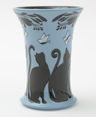 Lot 106 - Moorcroft cat and butterfly vase
