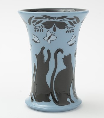 Lot 106 - Moorcroft cat and butterfly vase