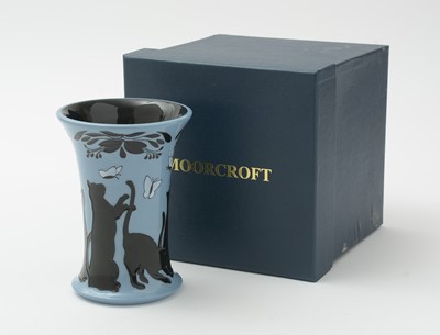 Lot 106 - Moorcroft cat and butterfly vase