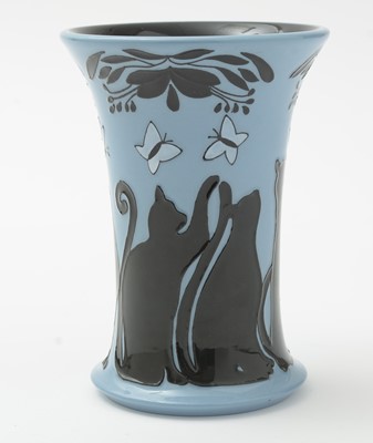 Lot 106 - Moorcroft cat and butterfly vase