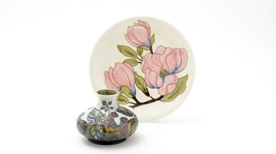 Lot 126 - Moorcroft Blackberry vase, Magnolia plate